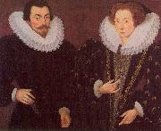 Hieronimo Custodis Sir John Harington and his wfie, Mary Rogers, Lady Harington USA oil painting artist